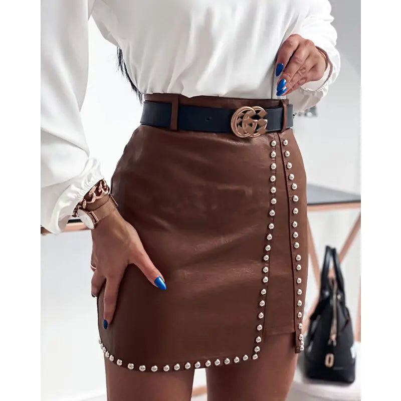 High Waist Mini Skirt (Falda Cintura Alta Con Pedrería)